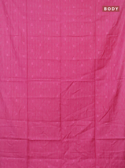 Semi bamboo saree candy pink with allover thread weaves and woven border