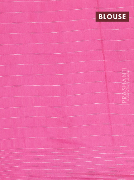 Semi bamboo saree candy pink with allover thread weaves and woven border