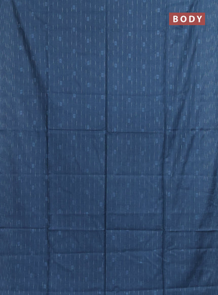 Semi bamboo saree blue shade with allover thread weaves and woven border