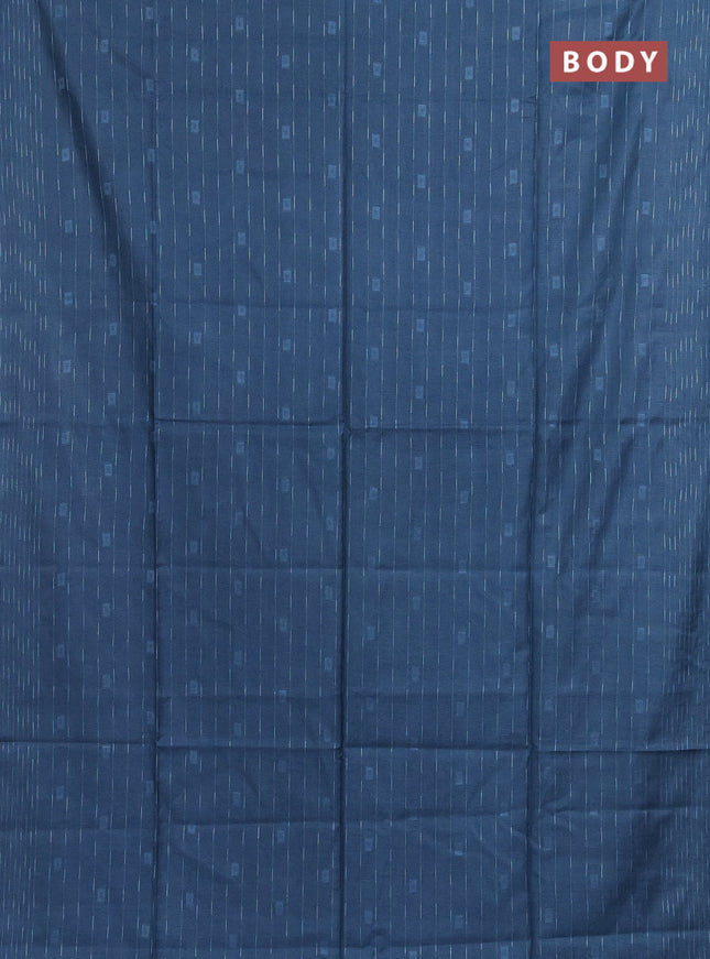 Semi bamboo saree blue shade with allover thread weaves and woven border