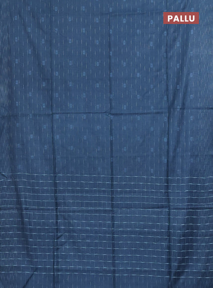 Semi bamboo saree blue shade with allover thread weaves and woven border