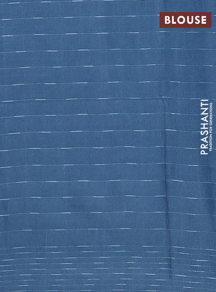 Semi bamboo saree blue shade with allover thread weaves and woven border