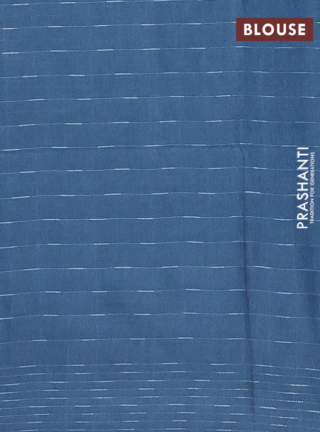 Semi bamboo saree blue shade with allover thread weaves and woven border