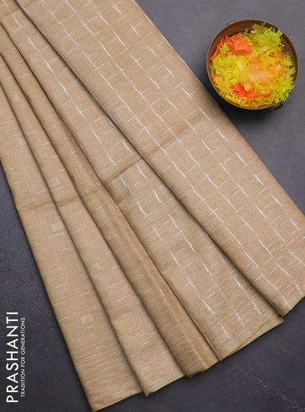 Semi bamboo saree sandal with allover thread weaves and woven border