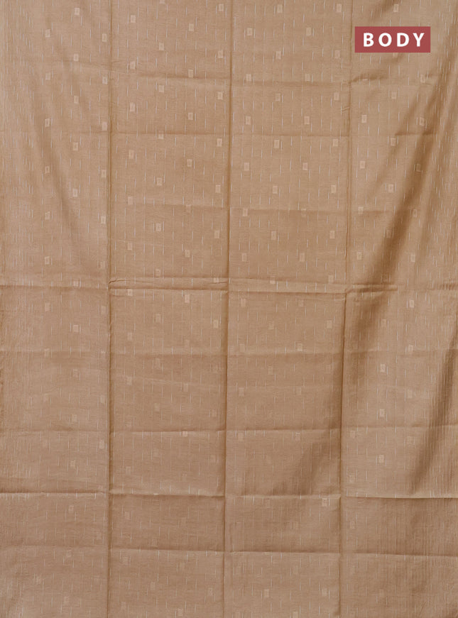 Semi bamboo saree sandal with allover thread weaves and woven border