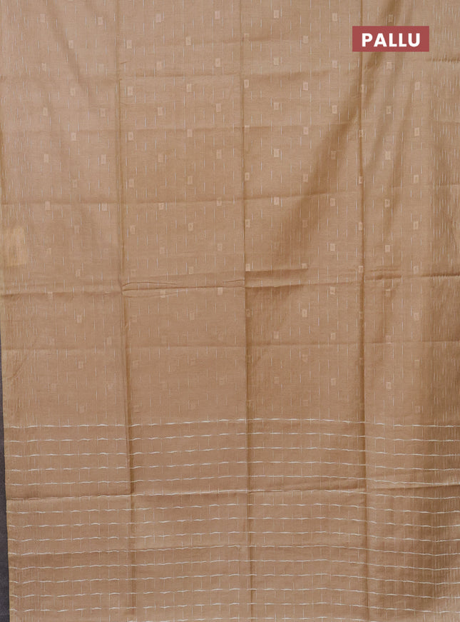 Semi bamboo saree sandal with allover thread weaves and woven border