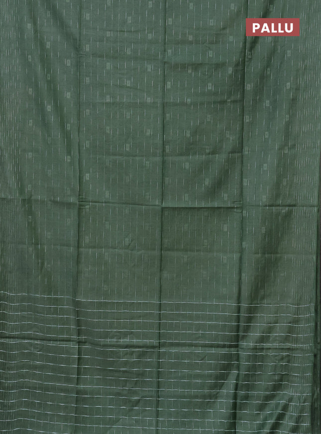 Semi bamboo saree pastel green with allover thread weaves and woven border