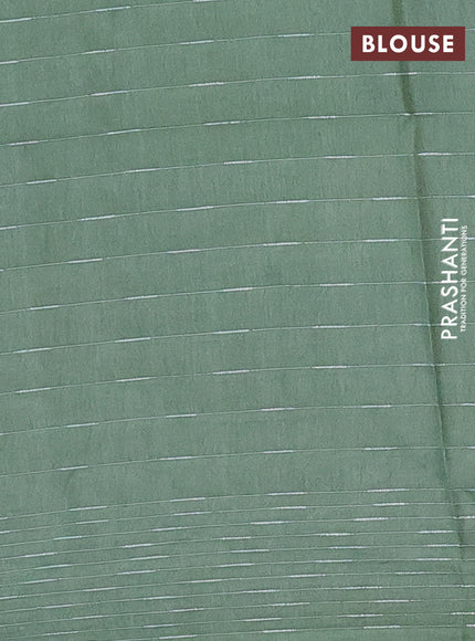 Semi bamboo saree pastel green with allover thread weaves and woven border