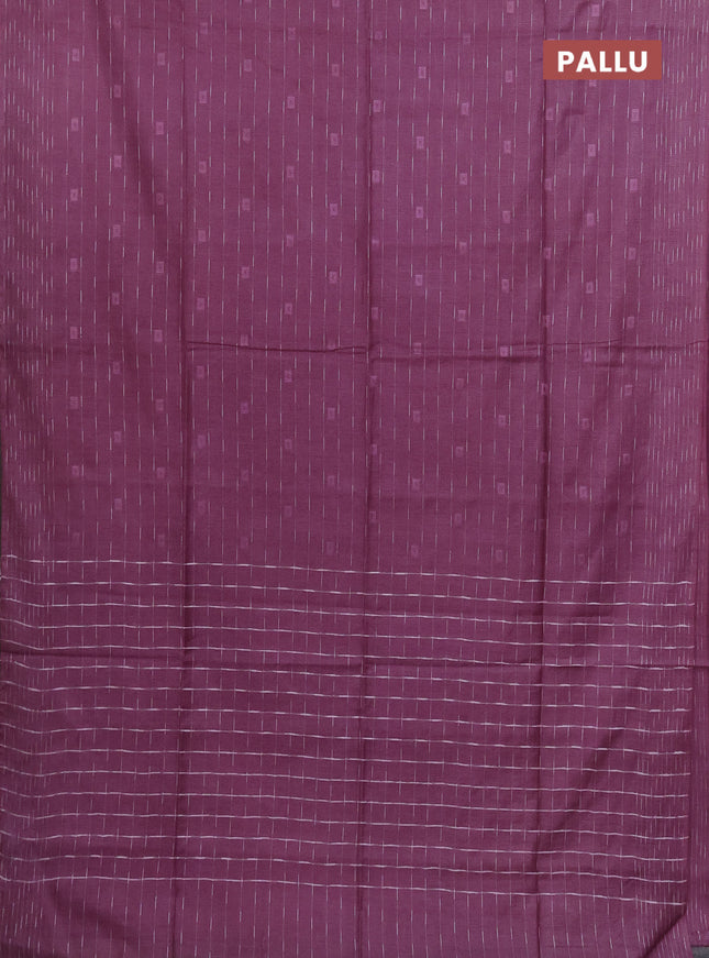 Semi bamboo saree mauve pink with allover thread weaves and woven border