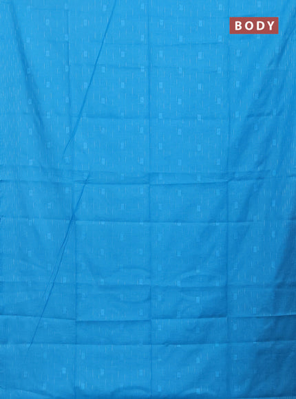 Semi bamboo saree light blue with allover thread weaves and woven border