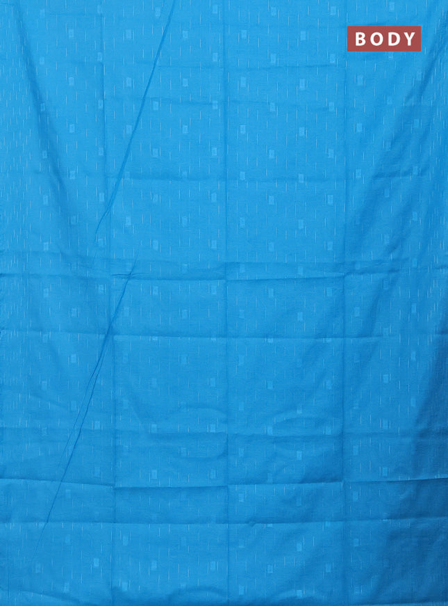 Semi bamboo saree light blue with allover thread weaves and woven border