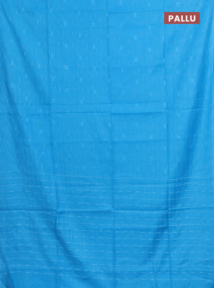 Semi bamboo saree light blue with allover thread weaves and woven border