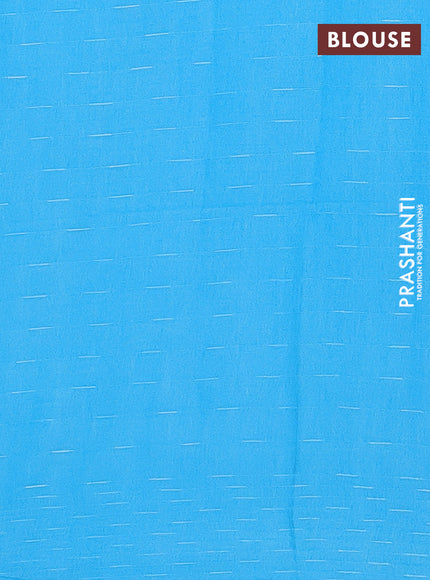 Semi bamboo saree light blue with allover thread weaves and woven border