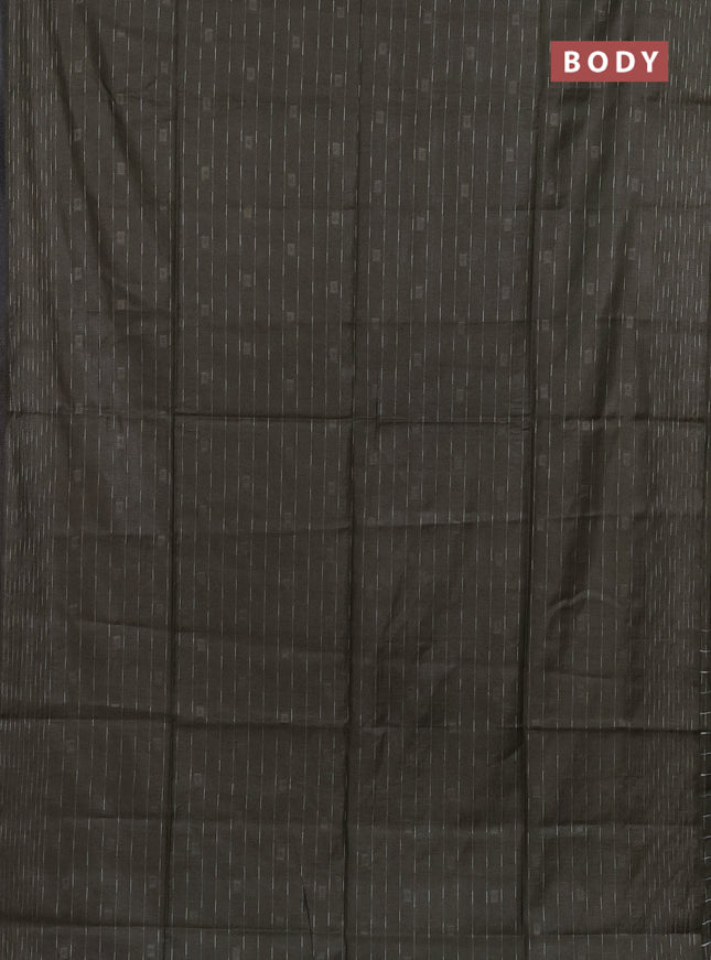 Semi bamboo saree military green with allover thread weaves and woven border