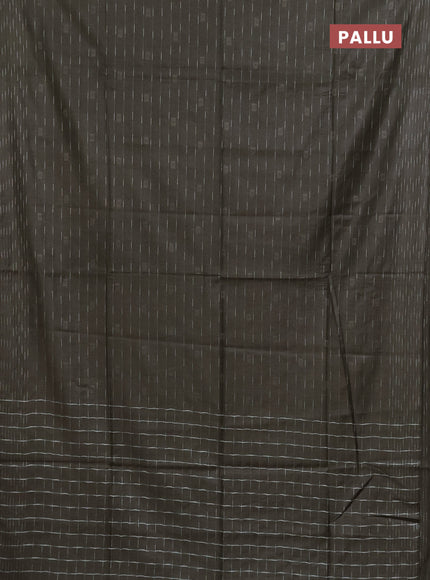 Semi bamboo saree military green with allover thread weaves and woven border