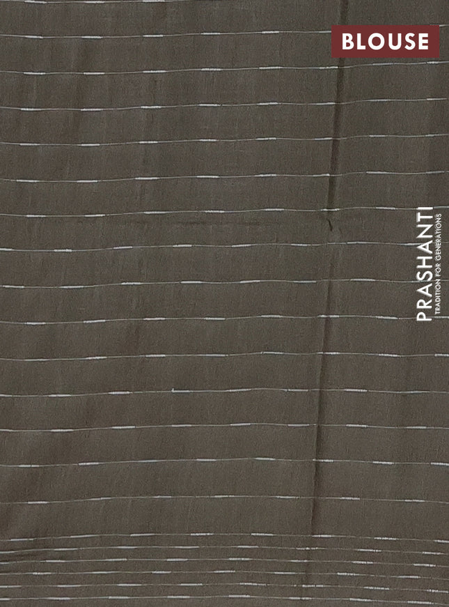 Semi bamboo saree military green with allover thread weaves and woven border