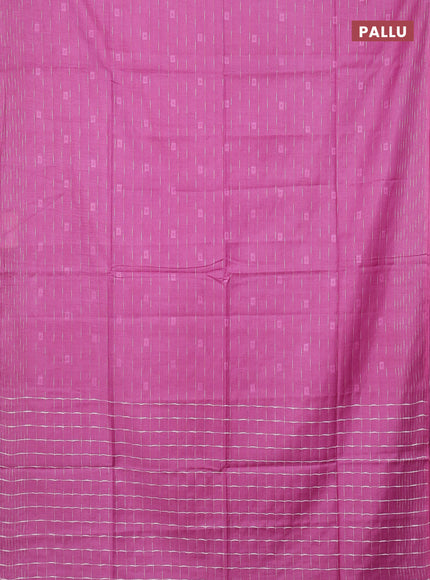 Semi bamboo saree light pink with allover thread weaves and woven border