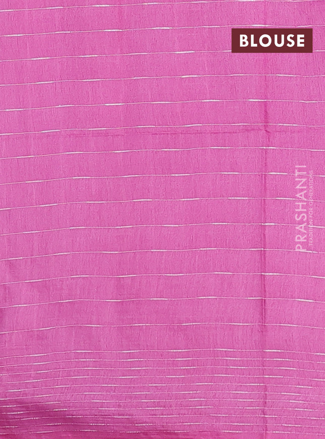 Semi bamboo saree light pink with allover thread weaves and woven border