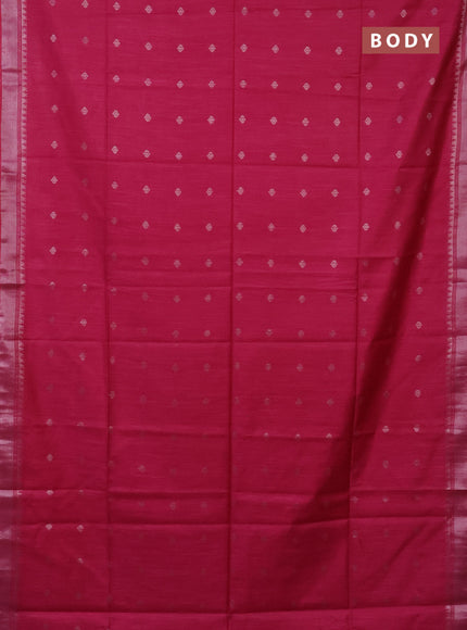 Semi bamboo saree pink with zari woven buttas and zari woven border