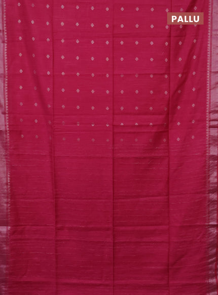 Semi bamboo saree pink with zari woven buttas and zari woven border