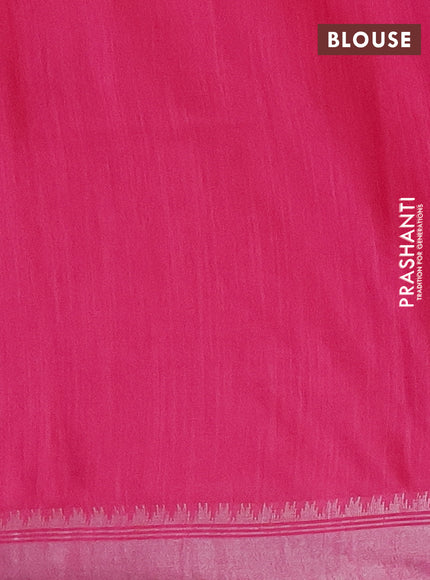 Semi bamboo saree pink with zari woven buttas and zari woven border