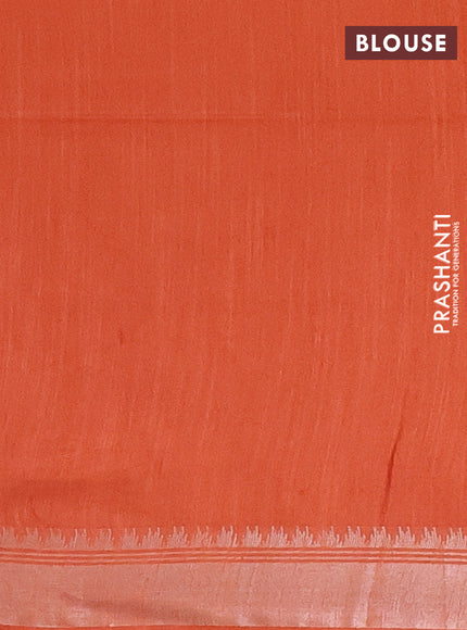 Semi bamboo saree orange with zari woven buttas and zari woven border