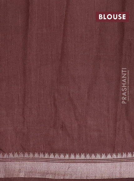 Semi bamboo saree brown with zari woven buttas and zari woven border