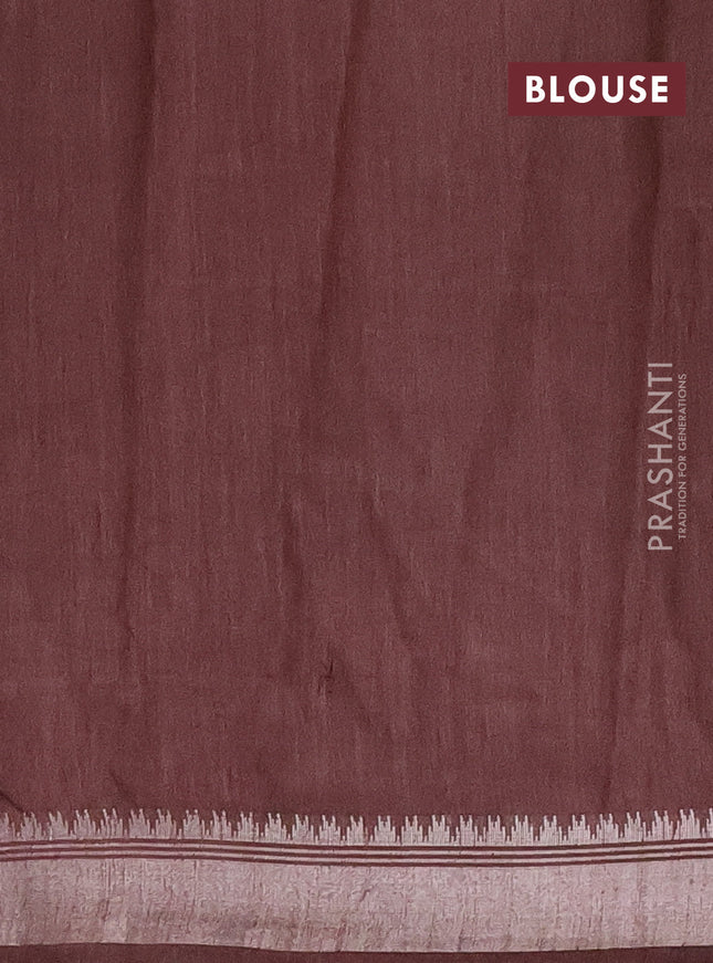 Semi bamboo saree brown with zari woven buttas and zari woven border