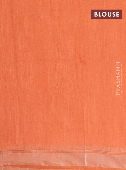 Semi bamboo saree orange with zari woven buttas and zari woven border