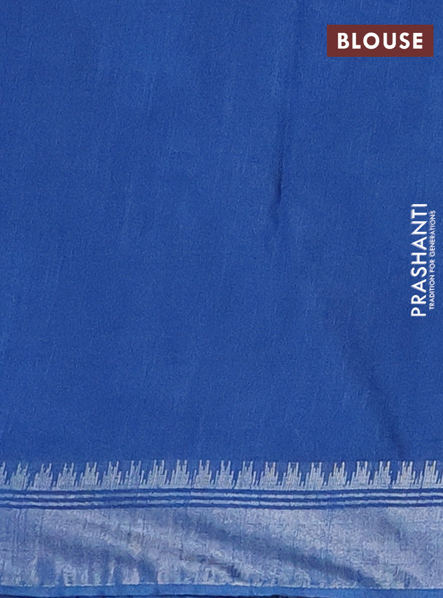 Semi bamboo saree cs blue with zari woven buttas and zari woven border