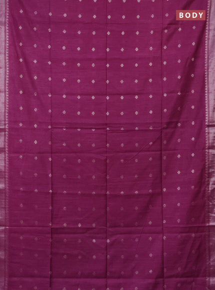 Semi bamboo saree purple with zari woven buttas and zari woven border