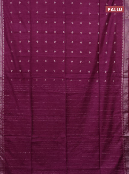 Semi bamboo saree purple with zari woven buttas and zari woven border