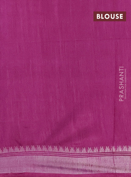 Semi bamboo saree purple with zari woven buttas and zari woven border