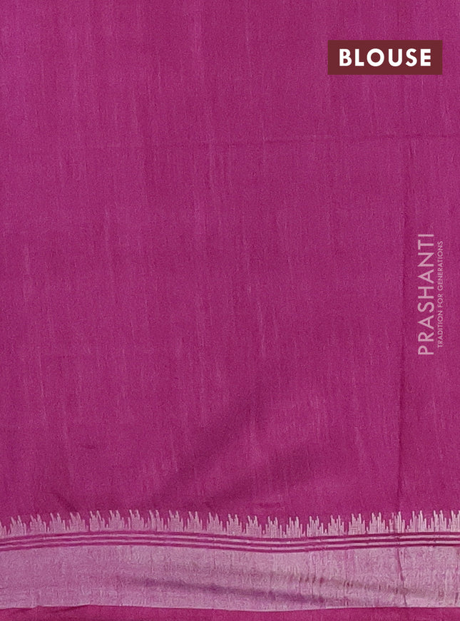 Semi bamboo saree purple with zari woven buttas and zari woven border