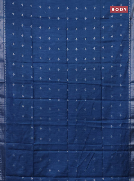 Semi bamboo saree cs blue with zari woven buttas and zari woven border
