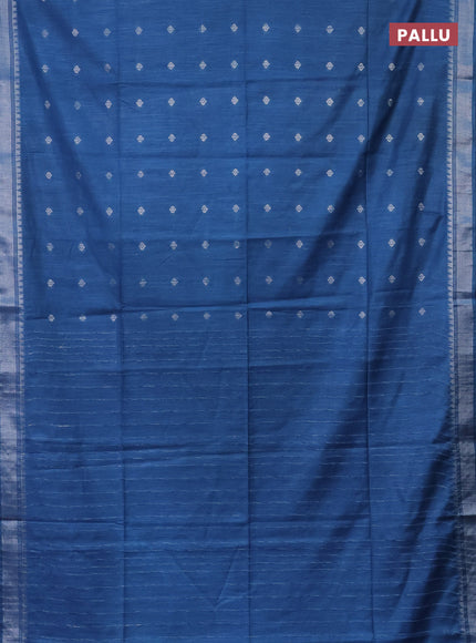 Semi bamboo saree cs blue with zari woven buttas and zari woven border