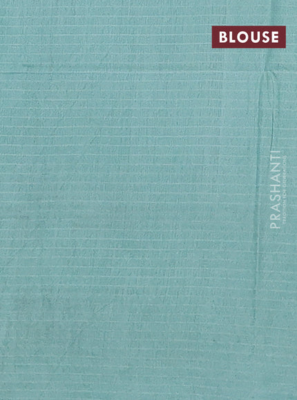 Semi bamboo saree pastel green with allover checked pattern & thread buttas and woven border