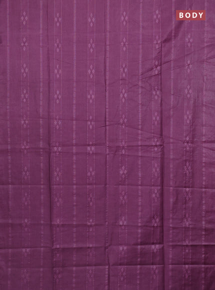 Semi bamboo saree purple with allover thread weaves in borderless style