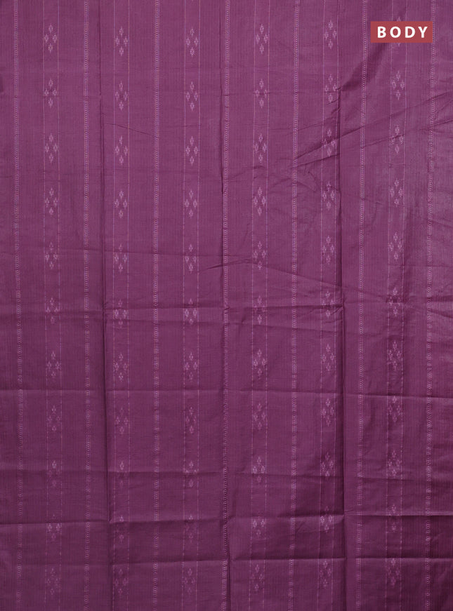 Semi bamboo saree purple with allover thread weaves in borderless style