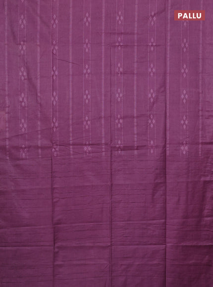 Semi bamboo saree purple with allover thread weaves in borderless style