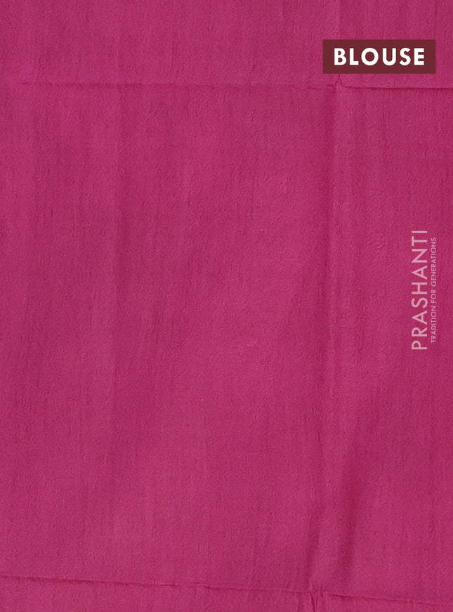 Semi bamboo saree dark magenta pink with thread & zari woven buttas in borderless style