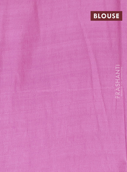 Semi bamboo saree lotus pink with thread & zari woven buttas in borderless style