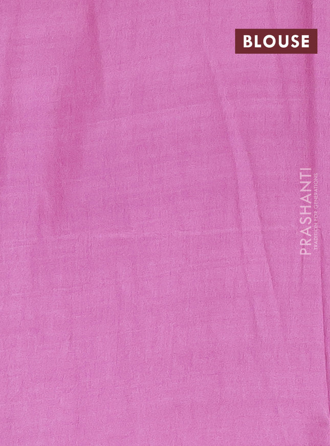 Semi bamboo saree lotus pink with thread & zari woven buttas in borderless style