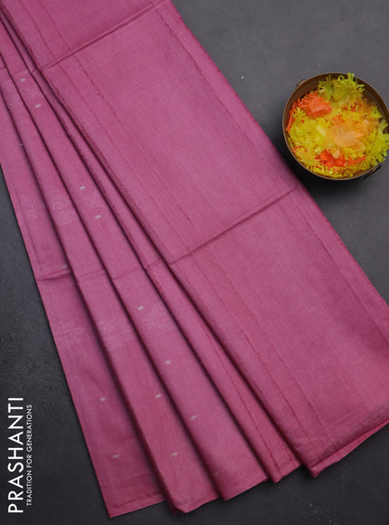 Semi bamboo saree pastel pink with thread & zari woven buttas in borderless style