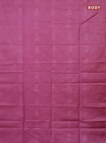 Semi bamboo saree pastel pink with thread & zari woven buttas in borderless style