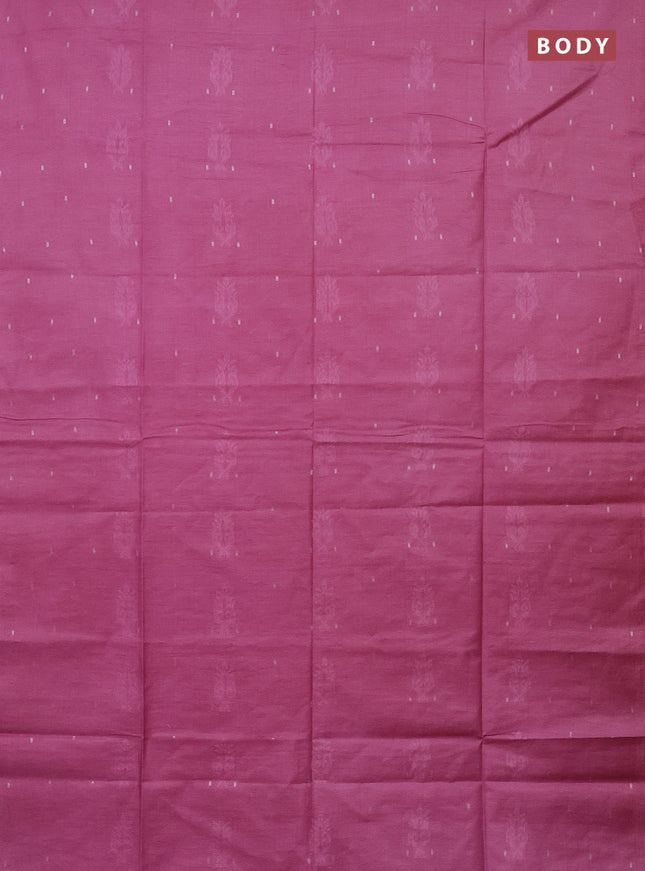 Semi bamboo saree pastel pink with thread & zari woven buttas in borderless style