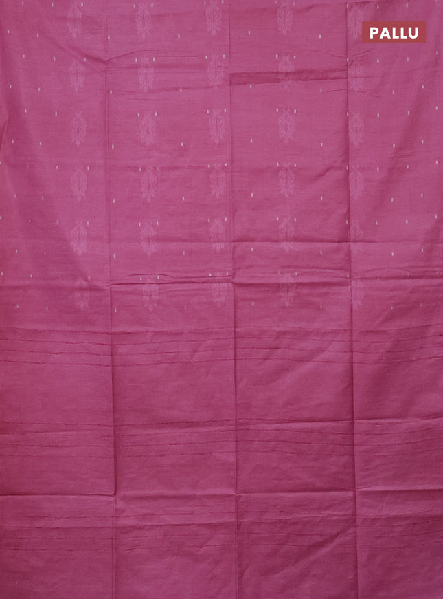 Semi bamboo saree pastel pink with thread & zari woven buttas in borderless style