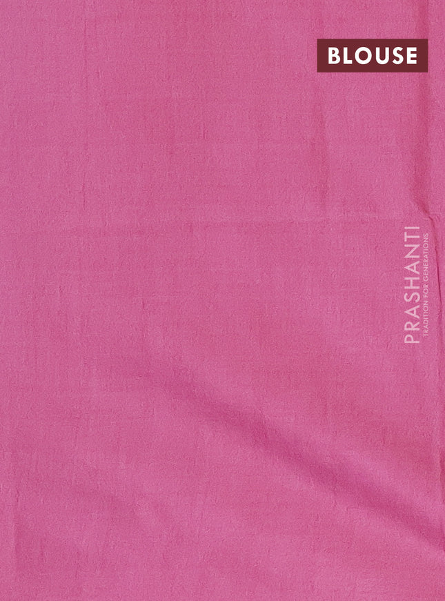Semi bamboo saree pastel pink with thread & zari woven buttas in borderless style