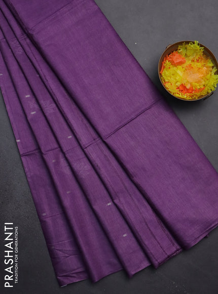 Semi bamboo saree lavender with thread & zari woven buttas in borderless style