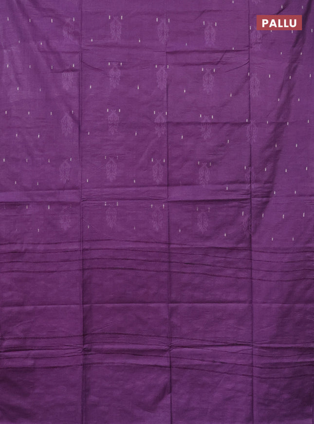 Semi bamboo saree lavender with thread & zari woven buttas in borderless style